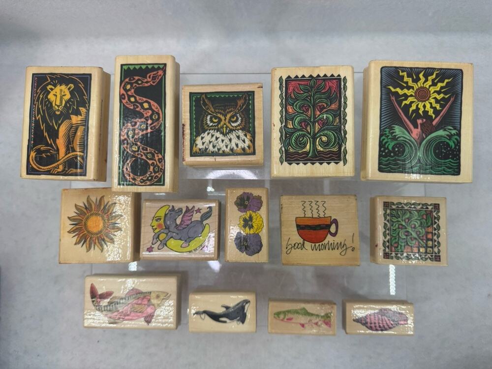 Lot Of 14 Vintage Thats All She Stamped Wooden Rubber Stamps Intricate Detailed